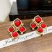 Antique New Year red earrings with tassels, long grand and luxurious women's earrings, silver needles_ipsvogv.com