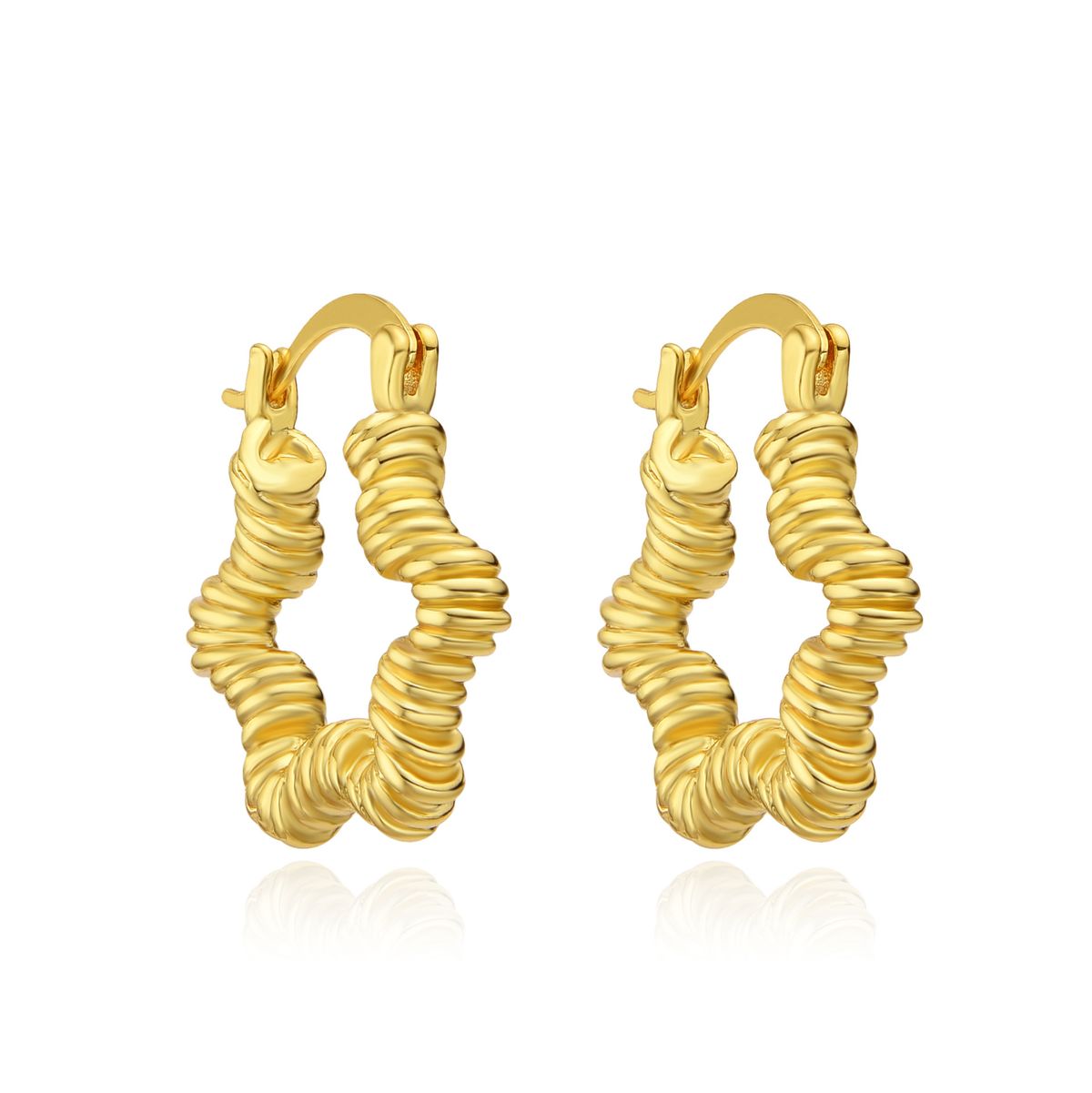 Unisex Metal Spiral Five Pointed Star Earrings Spring And Summer New Style Simple Personality Fashion Star Earrings_ipsvogv.com