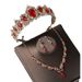 Crown headdress three piece set high end atmospheric red diamond birthday crown necklace earrings bride wedding dress evening dress jewelry_ipsvogv.com