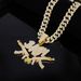 Unisex Alloy Necklace For Men And Women Double Gun BABY Pendant Hip Hop Personality Fashion Rap Street Trend Diamond Pendant_ipsvogv.com