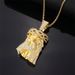Hip-Hop Versatile Accessories Alloy Gold-Plated Diamond-Studded Old Man Pendant Braided Necklace_ipsvogv.com