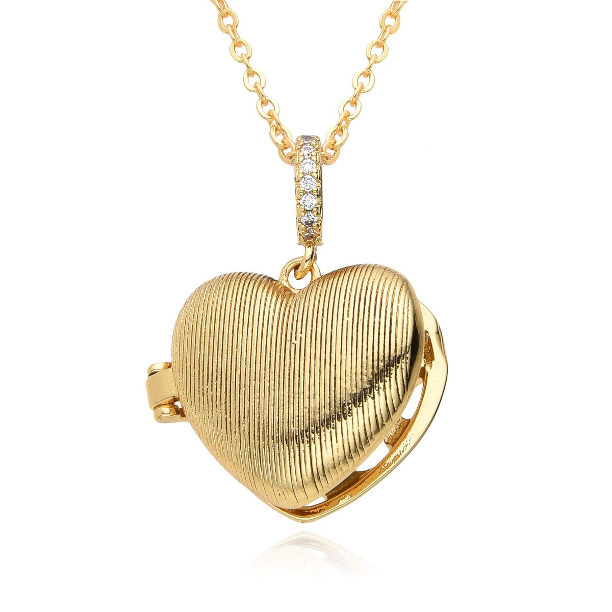 Love Heart Shaped Photo Box Album Love Moon Five Pointed Star Micro Inlaid Pendant Opening And Closing Necklace Copper Gold Plated_ipsvogv.com
