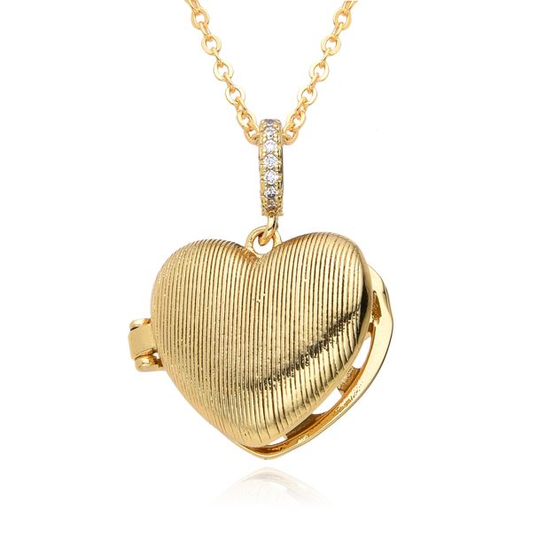 Love Heart Shaped Photo Box Album Love Moon Five Pointed Star Micro Inlaid Pendant Opening And Closing Necklace Copper Gold Plated_ipsvogv.com