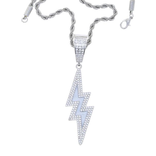 Men's Jewelry Hip Hop New Lightning Pendant White And Blue Color Luminous Necklace Jewelry Popular Jewelry_ipsvogv.com