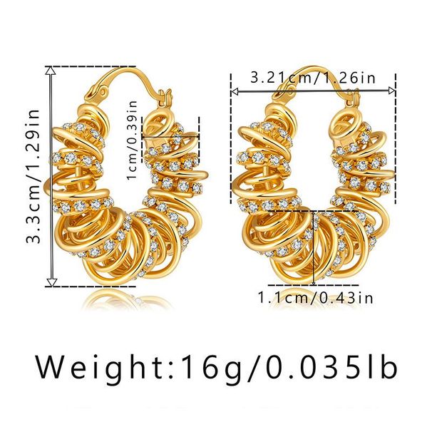 Genuine Gold Electroplated Spring Winding Design Personalized Ear Buckle Braiding Craft Inlaid Zircon Exquisite Trendy_ipsvogv.com