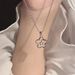 S Pure Silver Hollowed Out Necklace For Women, With Niche High-end Feel, Simple And Agile Double Star Collarbone Chain,_ipsvogv.com