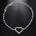 Hot Beach Party Rhinestone Peach Heart Anklet Fashion Simple Style Flash Diamond Barefoot Anklet_ipsvogv.com
