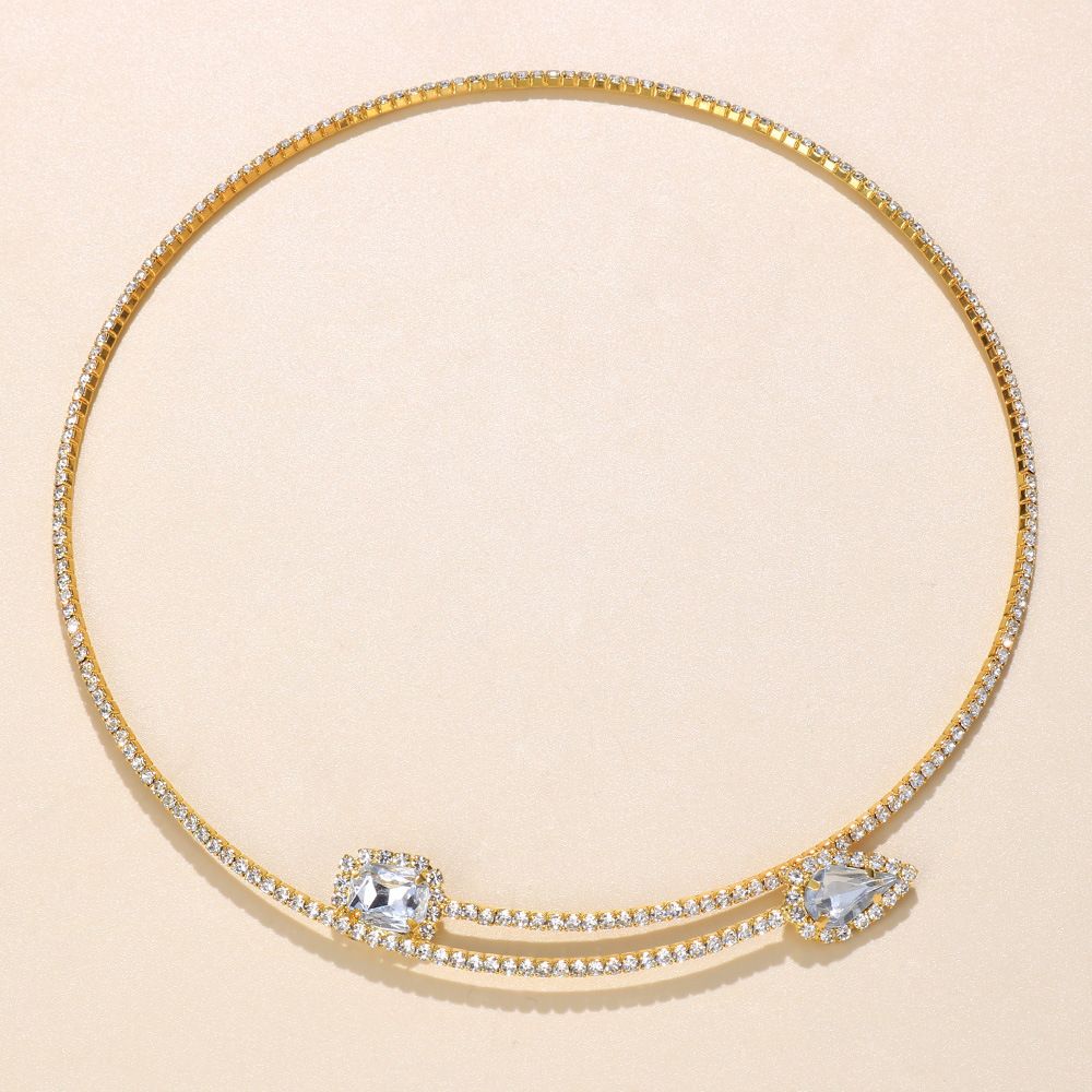 jewelry shiny round diamond opening clavicle chain trend simple rhinestone collar female choker_ipsvogv.com