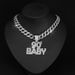 New Hip-hop Style Full Diamond 90BABY Letters Niche Hip Hop Personalized Cuban Men's Necklace_ipsvogv.com