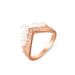 V-shaped Crown With Full Diamond Pearl Silver Plated Rose Gold Wedding Ring, Female Layered Instagram_ipsvogv.com