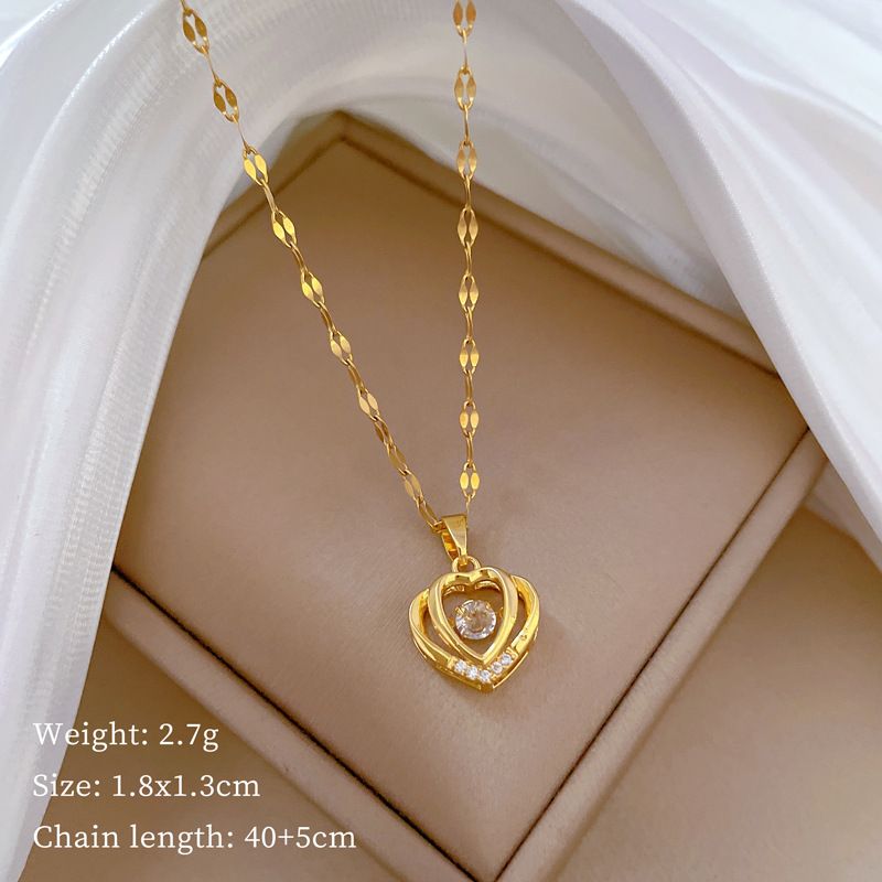 【 Titanium Steel 】 Little Bear Heavy Industry Necklace Female Copper Micro Inlaid True Gold Electroplated Ins Net Red_ipsvogv.com