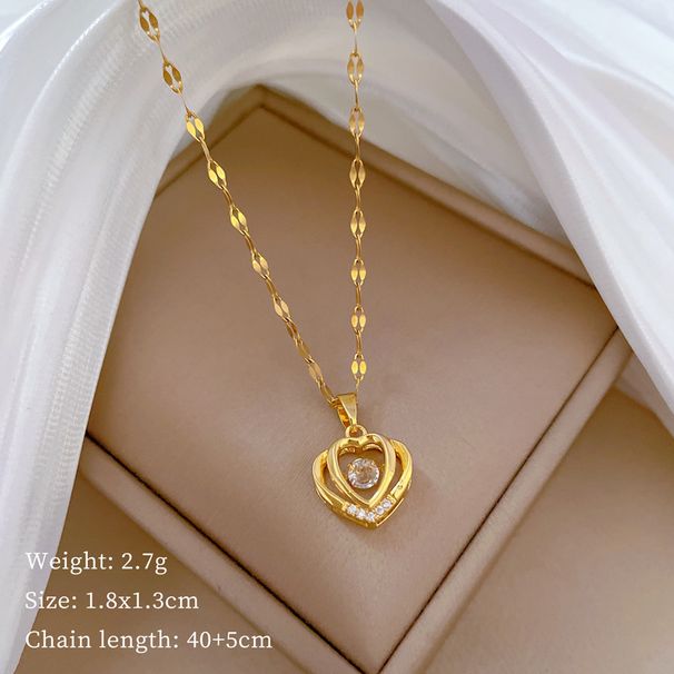 【 Titanium Steel 】 Little Bear Heavy Industry Necklace Female Copper Micro Inlaid True Gold Electroplated Ins Net Red_ipsvogv.com