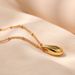 Teardrop Pendant Melon Seed Necklace Copper Plated K Real Gold Chain Metal Texture Minimalist Necklace_ipsvogv.com