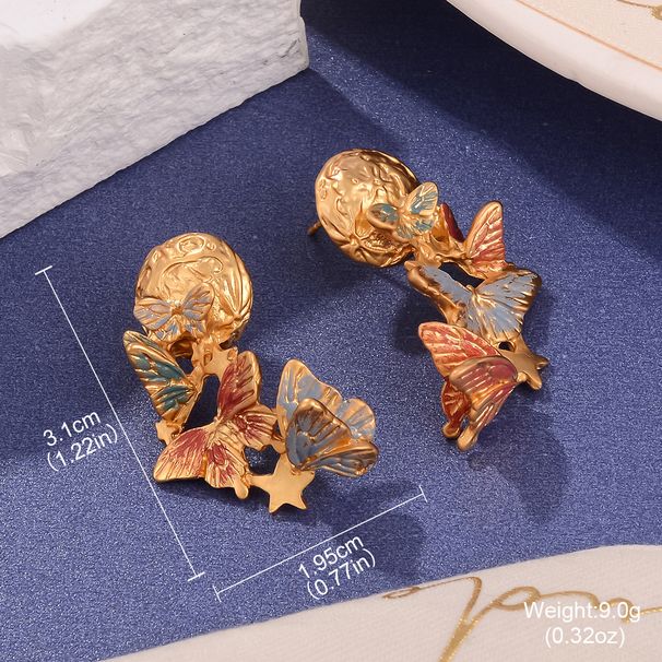 Patek Colorful Oil Drop Earrings Antique Oil Painting New Chinese Flower Earrings Niche Versatile Accessories High End_ipsvogv.com