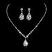 Bridal Jewelry Set With Bag For Women Zircon Drop Pendant Necklace Earrings Elastic Bracelet Wedding Party Accessories_ipsvogv.com