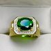 style Emerald Color Domineering Men's Green Shafray Green Tourmaline Does Not Fade Ring_ipsvogv.com