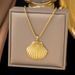 Ins Wind Internet Celebrity Simple And Versatile Gold Plated Stainless Steel Shell Pendant Necklace Jewelry_ipsvogv.com