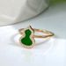 Kirin Gourd Thick Plated Rose Gold Mini Small Diamond Set Red Agate White Fritillary Food Ring For Women_ipsvogv.com