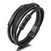 Stainless Steel Multi-layer Black Leather Woven Bracelet, Popular Men's Bracelet_ipsvogv.com