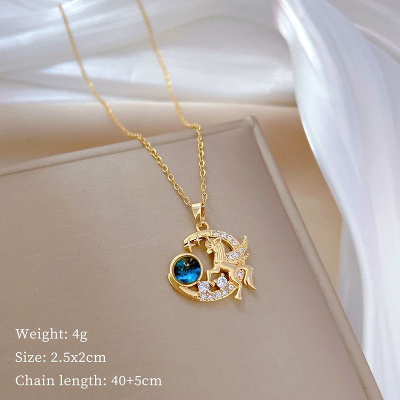 【 】 Pegasus Moo Plaet Light Luxury Charm Gorgeous Full Diamod Necklace Wome's Versatile Clavicle Titaium Steel 【 】 【 】 【 】_ipsvogv.com