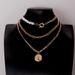 Fashion Shaped Pearl Mixed With Three-layer Chain Necklace, Hip-hop Rose Relief Queen Pendant_ipsvogv.com
