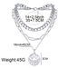 Multi Layer Chain Geometric Pendant Necklace Fashion Silver Clavicle Chain Ins Style Necklace Female_ipsvogv.com