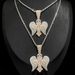Men's Hip-Hop Cross Wing Pendant Necklace With Zircon, Stainless Steel Chain, 60cm, Rose Gold & White Gold Hip Hop Necklace Accessories_ipsvogv.com