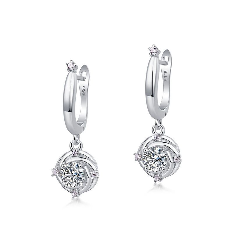 Smart moissanite earrings female S925 silver flower colored gemstone earrings fashion high end sense all match_ipsvogv.com