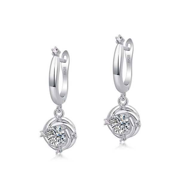 Smart moissanite earrings female S925 silver flower colored gemstone earrings fashion high end sense all match_ipsvogv.com
