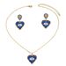 Simple and versatile with colorful diamond heart earrings, women's set, personalized devil's eye design, long necklace_ipsvogv.com