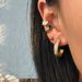 Spot Fashionable Niche Ins18k Gold Plated Titanium Steel Emerald Zircon Crescent Earrings_ipsvogv.com