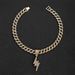 Hip Hop Full Diamond Lightning Alloy Pendant, Personalized Cuban Chain Nec, Men's Collarbone Chain, Fashionable_ipsvogv.com