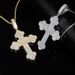 Men's Punk Style Cross Pendant Necklace With Diamond Accents, 60cm Chain (Silver/Gold) Punk Style Large Pendant Jewelry, Goods_ipsvogv.com