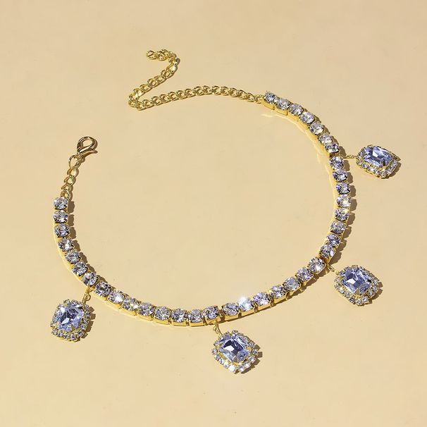 Hot New Square rhinestone Anklet fashion single row Beach pendant Anklet jewelry Anklet_ipsvogv.com