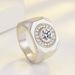 Domineering, Dazzling, Smooth Circular Ring, Thick And Wide Edition Clock With Diamond Inlay, Business Owner Men's Ring_ipsvogv.com