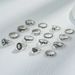 New Product Exaggerated Hollowed Out Carved Small Snake Leaves And Large Lotus Shaped 16 Piece Combination Ring Set_ipsvogv.com