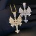 Men's Hip Hop Cross Pendant Necklace With Zircon, Silver/Gold Chain Options, 60cm Length Angel Cross Zircon Pendant Trend Men's Necklace_ipsvogv.com