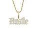 Men's Hip Hop Jewelry Hustle Zircon Pendant Necklace With Twist Chain, Silver & Gold Options, 24 Inches Fashion Trend Men's Necklace_ipsvogv.com