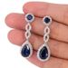 Cao Shi's Classic Water Drop Earrings Slightly Inlaid with Royal Blue Zircon Long Earrings Bridal Dinner Jewelry_ipsvogv.com