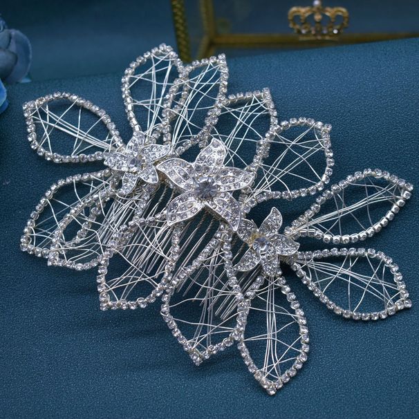 Women's Jewelry Floral Crystal Hair Comb With Leaf Design - Elegant Bridal Hair Accessory For Weddings, Parties, And Special Occasions_ipsvogv.com