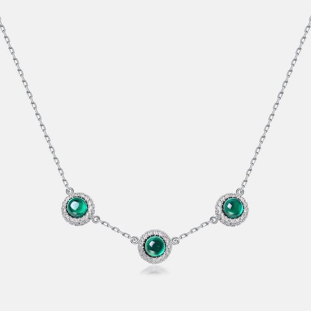 new Egg Shaped Cultivated Emerald Necklace Female S925 Silver Full Of Colored Gemstones Light Luxury Clavicle Chain Light Luxury_ipsvogv.com