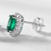Oval cultivated emerald retro earrings S925 silver full of colored gemstone earrings light luxury atmosphere_ipsvogv.com
