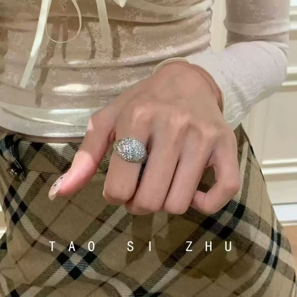 Luxurious Style Copper Ring With An Open Mouth, Natural Zircon, Men's French Style, Light Luxury, Niche Fashion,_ipsvogv.com