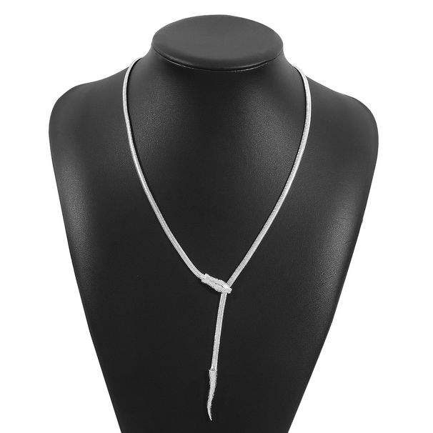 N11972 Jewelry Simple Long Snake Bone Neck Chain Cold Wind Design Feel Pullable Necklace_ipsvogv.com