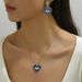Simple and versatile with colorful diamond heart earrings, women's set, personalized devil's eye design, long necklace_ipsvogv.com