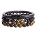 New Hip Hop Punk Beaded Men's Bracelet Set Stacking Black Agate Tiger Eye Stone Leather Magnetic Buckle Bracelet_ipsvogv.com