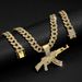 Unisex Alloy Game Peripheral AK Submachine Gun Cuban Chain Firearms Necklace Men's Hip Hop Hip Hop Style Sweater Chain_ipsvogv.com