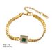 New Fashion Versatile Square Emerald Zircon Titanium Bracelet Women's Stainless Steel Jewelry Set_ipsvogv.com