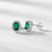 Oval cultivated emerald retro earrings S925 silver full of colored gemstone earrings light luxury atmosphere_ipsvogv.com