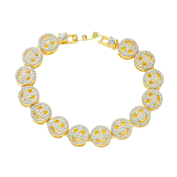 Mens Hip Hop Face Smile Designer Charm Bracelets Gold Sier Full Dia Crystal Night Club Bangle Bracelet Jewelry_ipsvogv.com